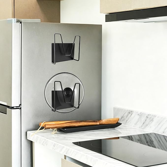2 Pack Magnetic Pot Lid Holder, Organizer Hanging Saucepan Lid Metal Pot Lid - Image 7