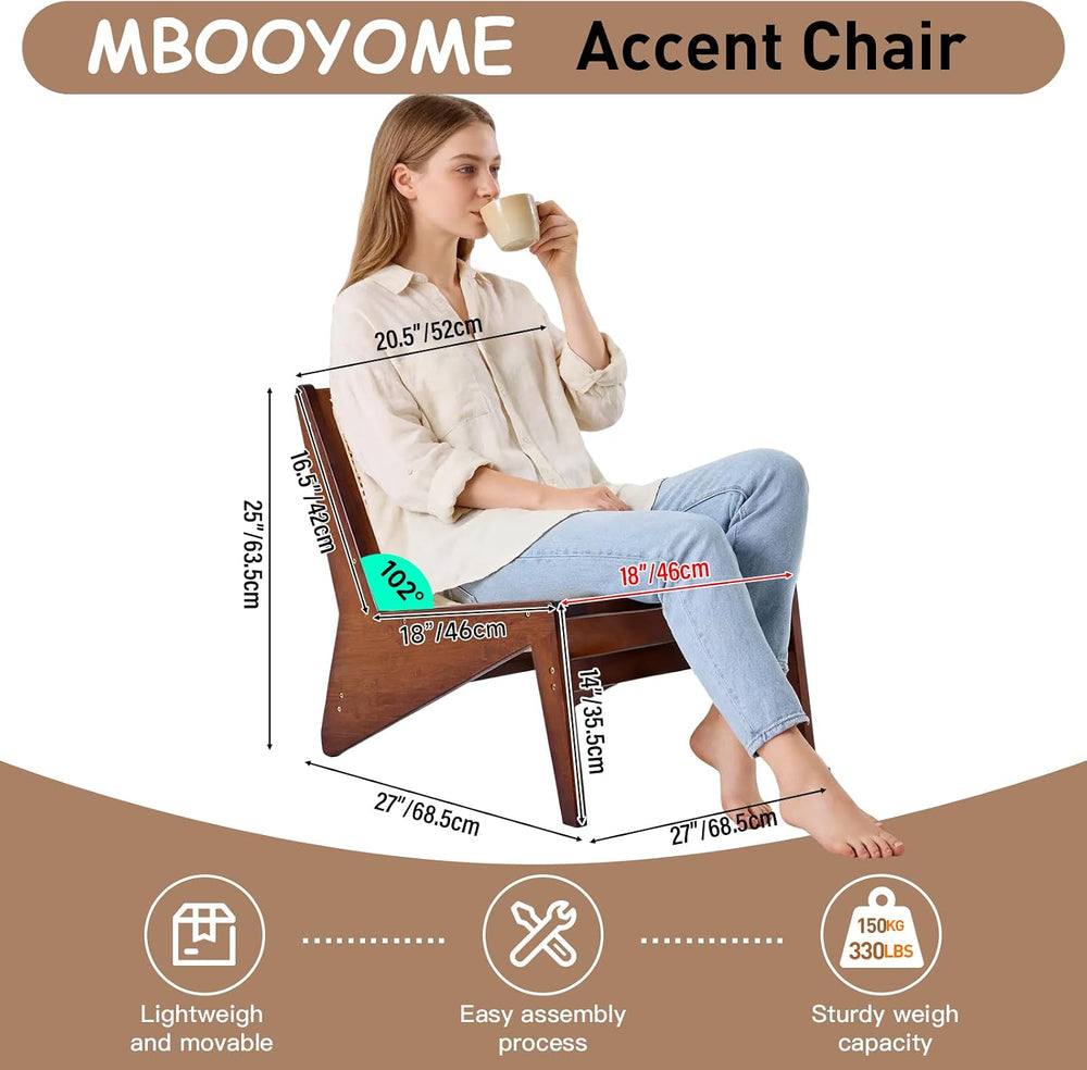 MBOOYOME Mid Century Modern Accent Chair, Compact Low-Profile Lounge Chair