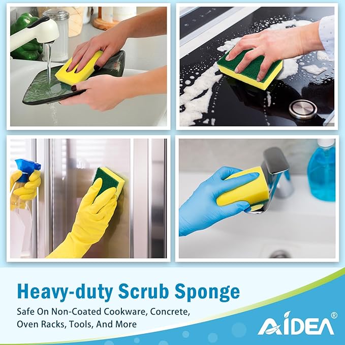 AIDEA Sponges Kitchen, 24 Pack Heavy Duty Dish Sponge, Cleaning Dish Scrubber - Image 4