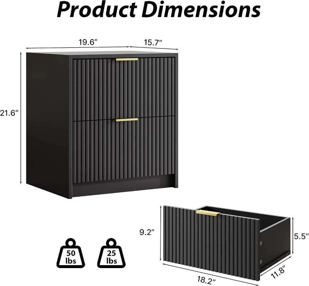 Black 3-Piece Bedroom Set, 9-Drawer Dresser & 2-Drawer Nightstands
