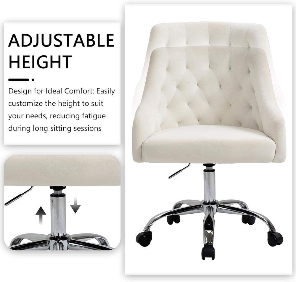 Home Office Chair, Velvet Swivel Adjustable Accent Vanity Chair with Arms Nai...