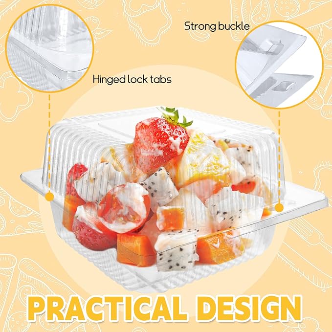 Jizvxe 200 Pcs Clear Plastic Take out Containers, Disposable Fancy Hinged Top - Image 4