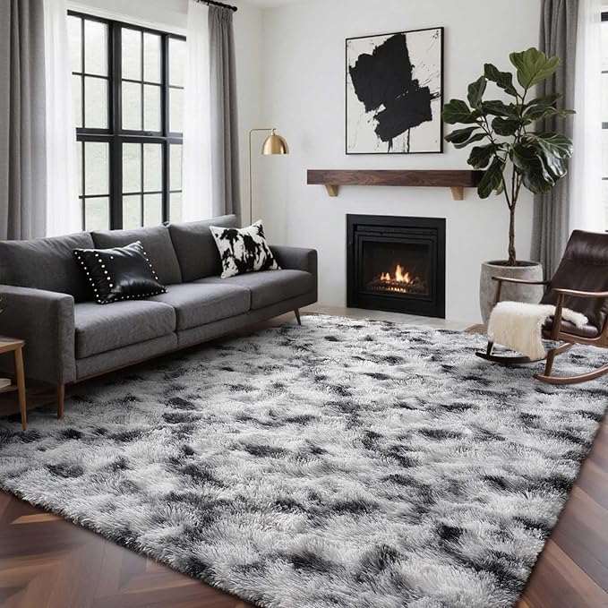 6x9 Ft Large Shag Rugs for Living Room Decor, Tie-Dyed Ultra Soft Fluffy Furry by Cuzwlovita