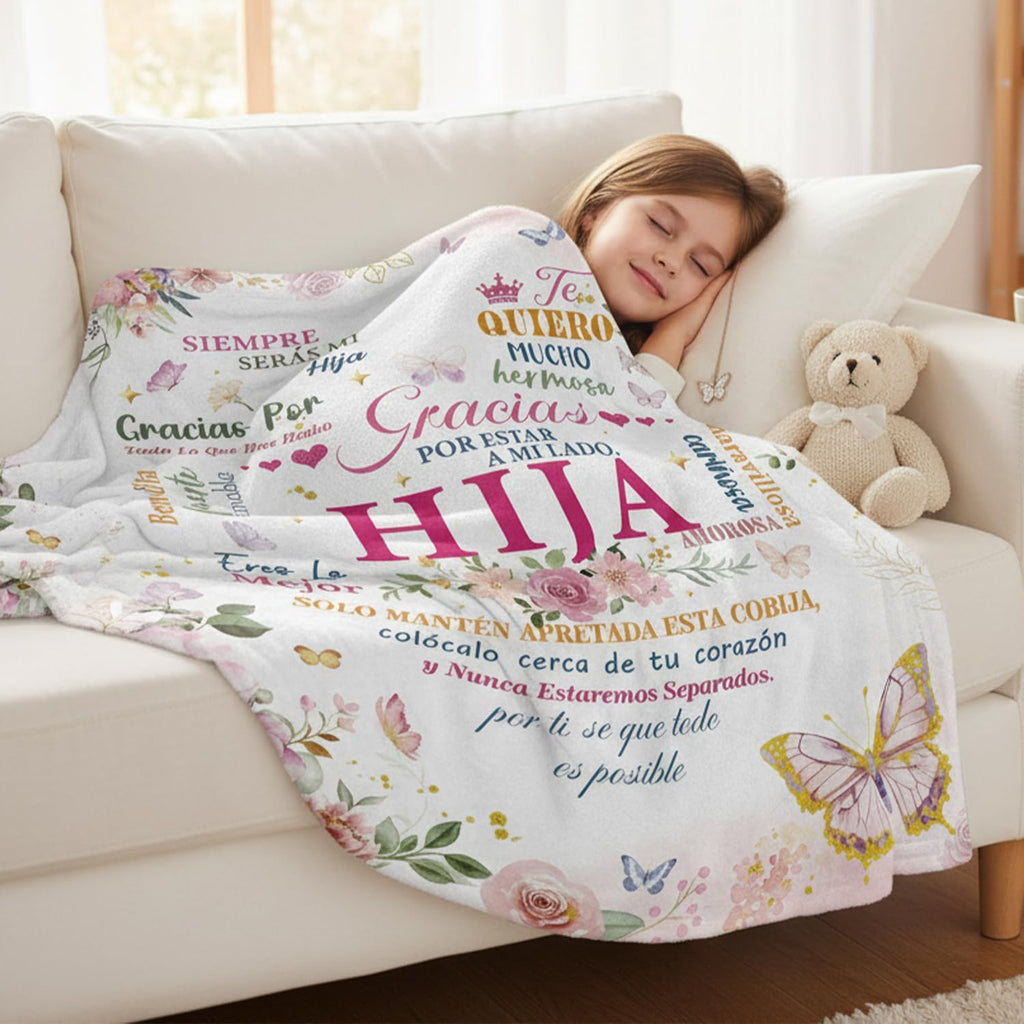 Wxiben Spanish Daughter Blanket Gifts - Regalos para Hija Daughter’s Gifts from Dad Mom Regalo De Mamá para Hija Regalo De Cumpleaños Navidad Hija Daughter in Spanish Throw Blanket for Couch 60x50in
