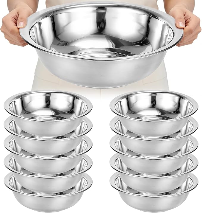 10 PCS Stainless Steel Mixing Bowls 13 Inch 8 Qt Extra Large Metal Basin by Unknown
