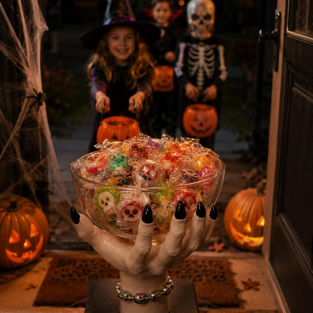 Halloween Witch Hand Candy Bowl Stand Resin Solid Snack Dish Trick Or Treat