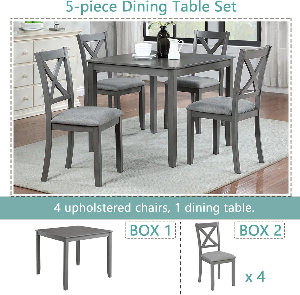 LUMISOL 5-Piece Wooden Dining Table Set with 4 Chairs, Kitchen Table Set for ...
