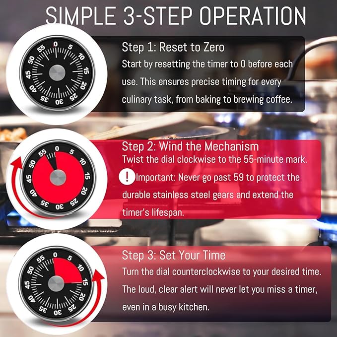 Kitchen Magnetic Visual Cooking Mechanical Timer - Image 5