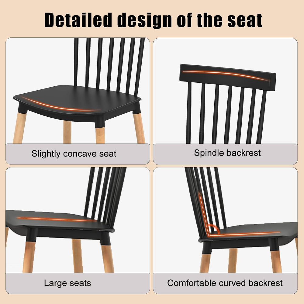 POWERSTONE Windsor Dining Chair Set of 4, Farmhouse Kitchen Chairs with Solid...