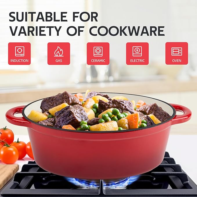5.5 Quart Oval Enameled Cast Iron Dutch Oven Pot
