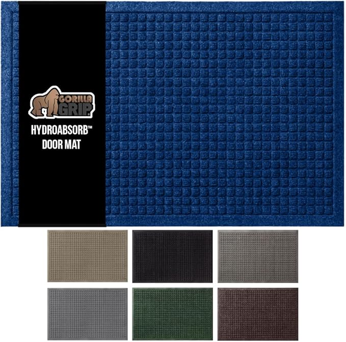 GORILLA GRIP® Ultra Absorbent Front Door Mat Outside Entrance, Traps Dirt and by GorillaGrip
