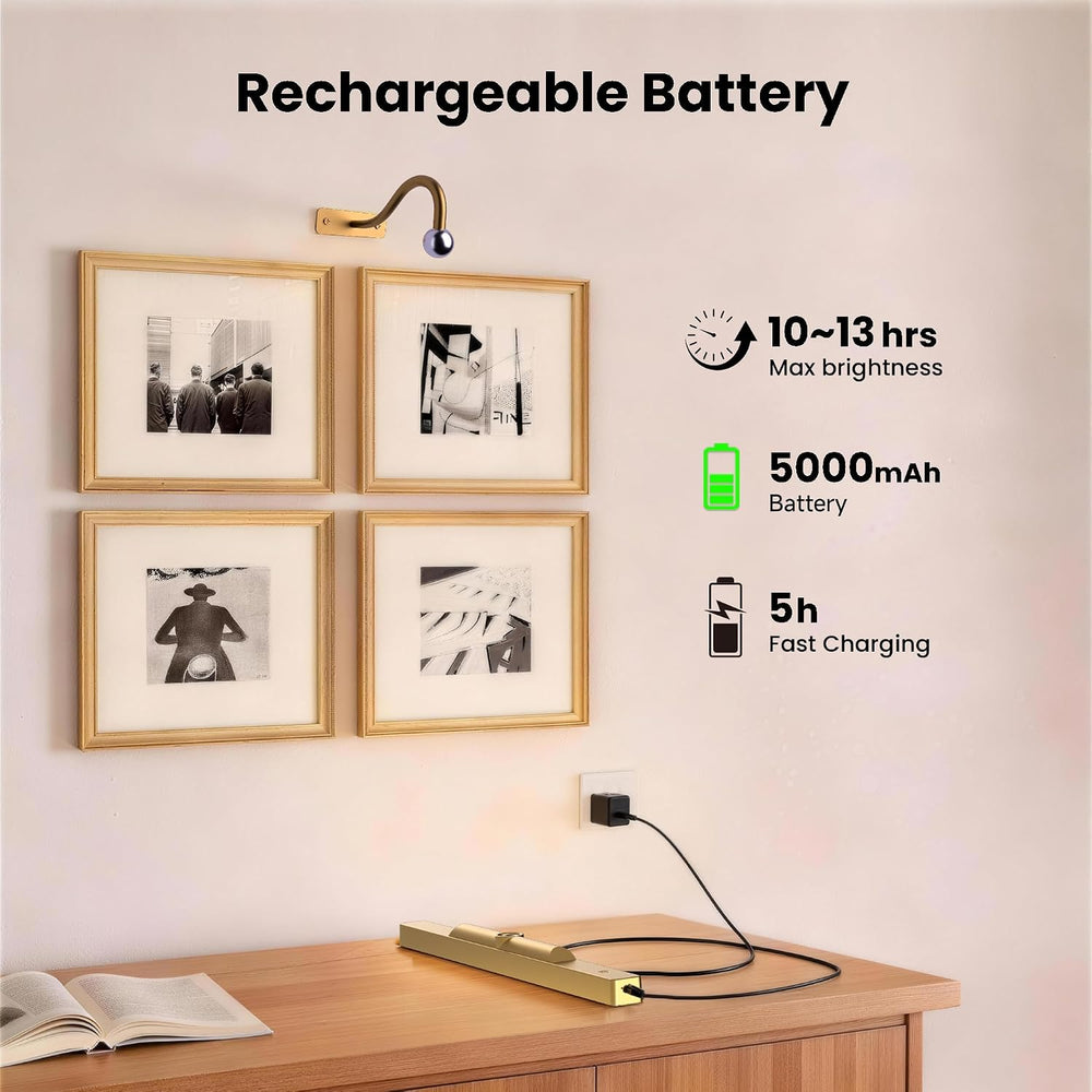 Picture Light Battery Rechargeable, 3Pack Picture Light for Wall with Remote,...