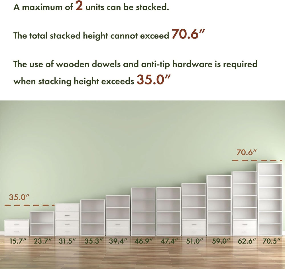 Homes: Inside + Out Apexa 4-Cube Storage Organizer Shelves, Stackable Wood Bo...