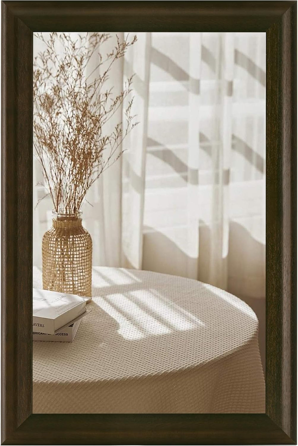 Rustic Wood Wall Mirror for Bathroom,Rectangle 24 x 36 Inch, Black Walnut