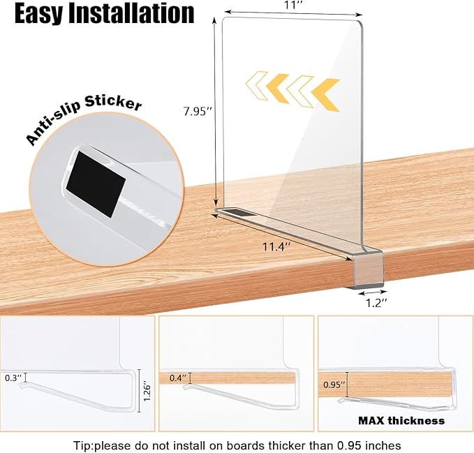 xydstay 12 Pack Acrylic Shelf Dividers