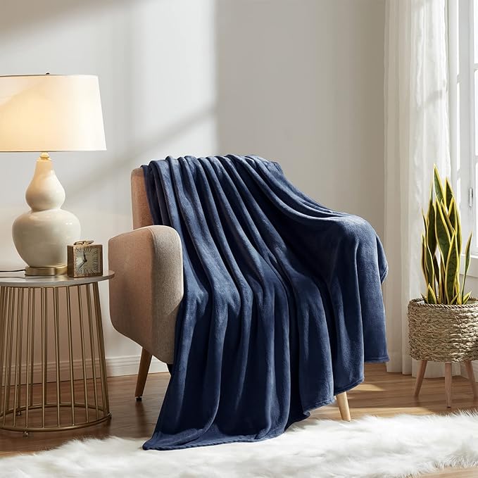 KMUSET Fleece Blanket Throw Size Navy Lightweight Super Soft Cozy Luxury Bed - Image 5
