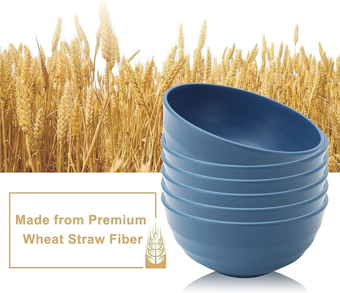 Large Soup Bowl 60 OZ, Wheat Straw Bowl Set of 6, Large Plastic Bowls Rusable - Image 3