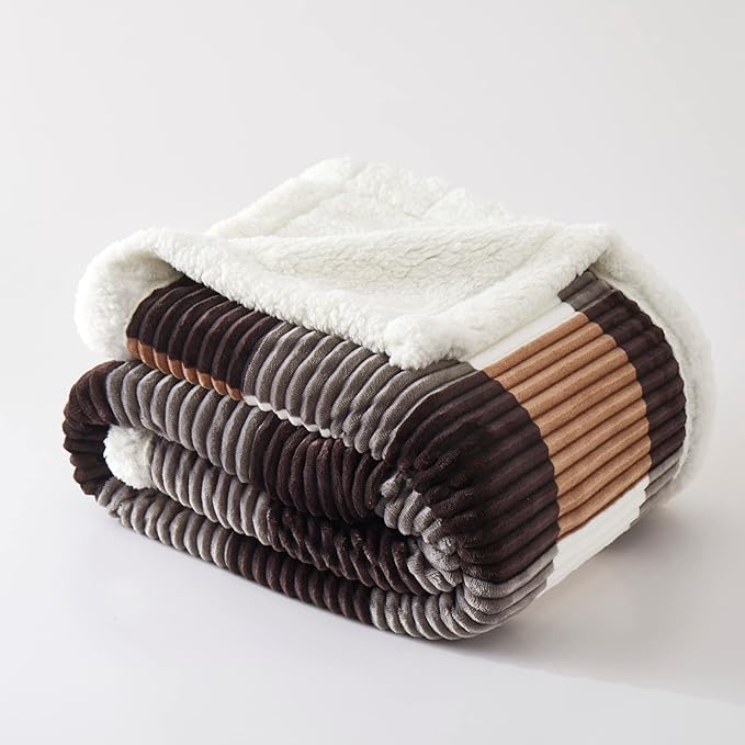 PU MEI Sherpa Blanket Full/Queen Plaid Thick Bed Blanket, 90”*80” Super Soft - Image 7
