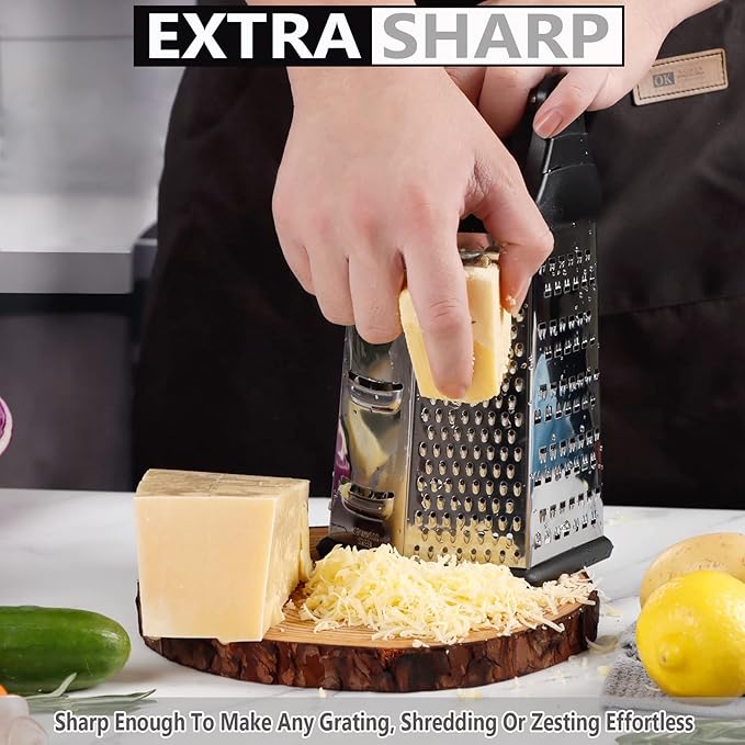 Box Grater, Cheese Grater Shredder Stainless Steel - Image 2