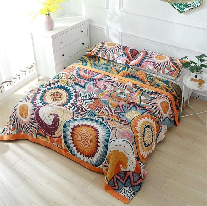 MSGKV Boho Throw Blanket for Bed 60"x80" 100% Cotton Couch Twin Size Blanket - Image 8