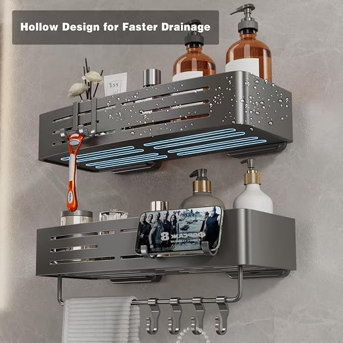 Voldra Adhesive Shower Caddy, 2 Pack Shower Shelves - Image 4
