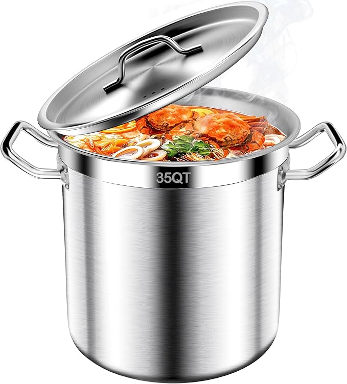Large Stock Pot-35QT Stainless Steel Stockpot by AUFETQ