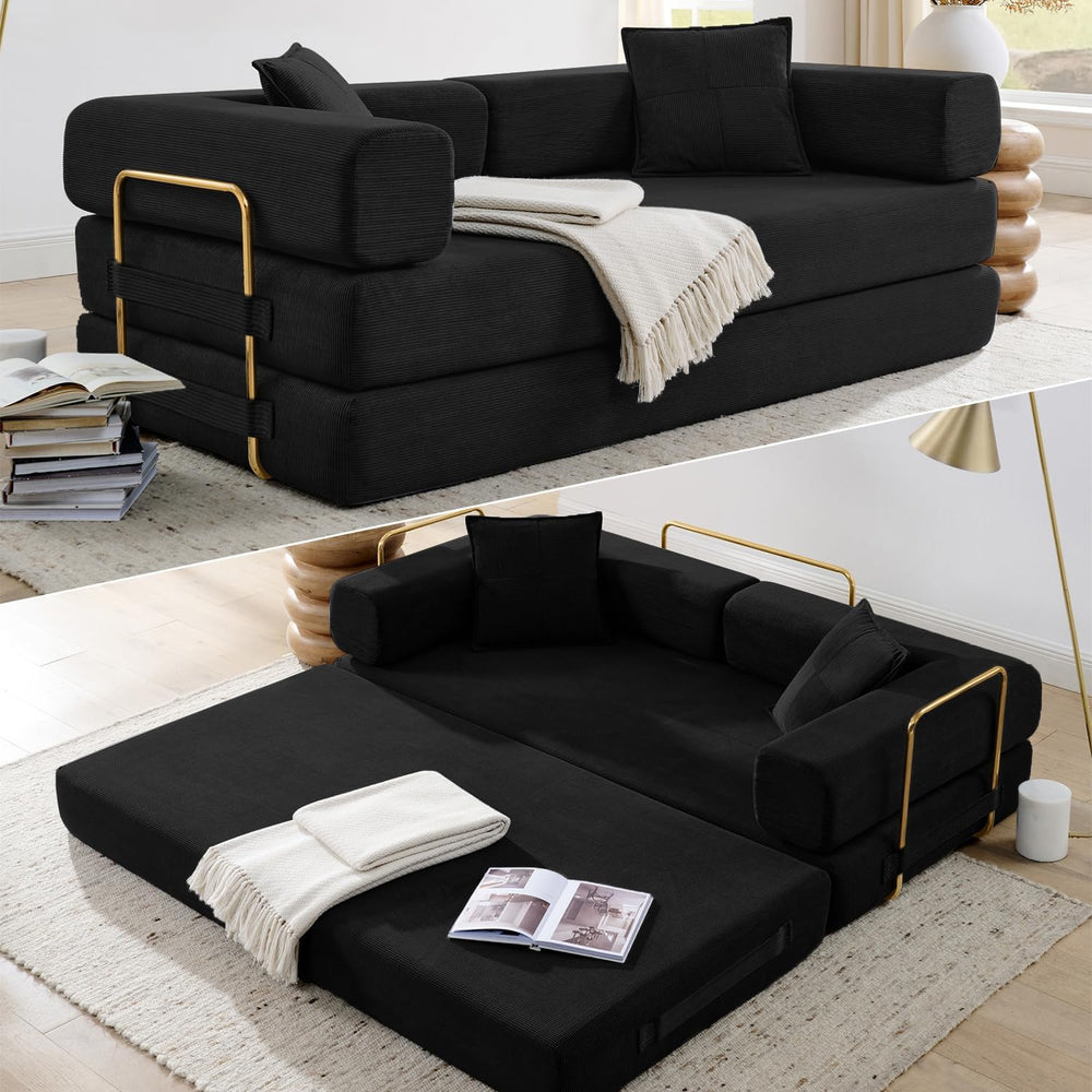 HANXIN 78'' Futon Sleeper Sofa Bed, Boneless Couch for Living Room, B...
