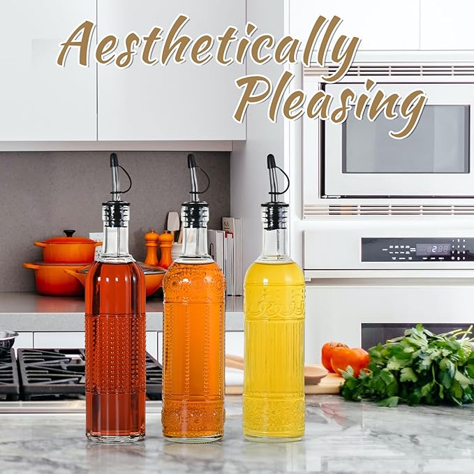 3-Pack Glass Oil Dispensers 500ML/17OZ, Oil and Vinegar Bottles Set - Image 5