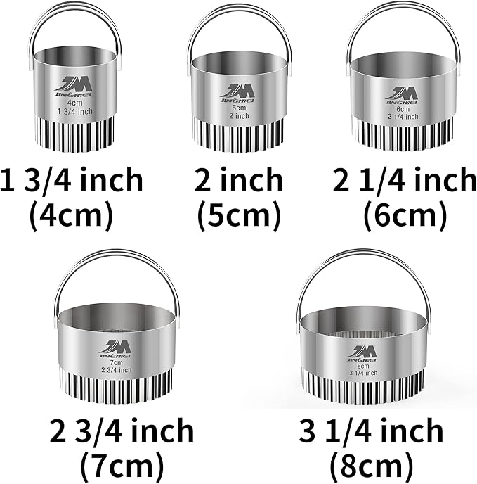 Ripple Biscuit Cutter Set 1.75inch 2inch 2.25inch 2.75inch 3.25inch, Stainless - Image 2
