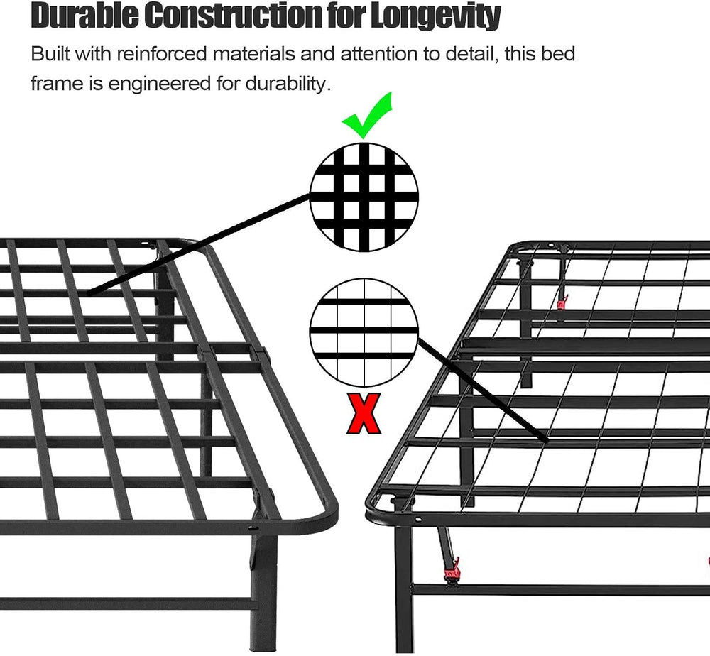 ZIYOO Heavy Duty Full Size Folding Bed Frame, 14 Inch High Metal Platform Dou...