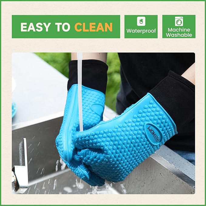 GEEKHOM BBQ Gloves Heat Resistant Oven Mitts - Image 4