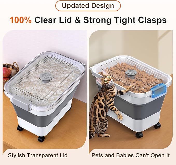 Rice Storage Container, Collapsible Airtight Food Storage Containers 20-30lbs - Image 2