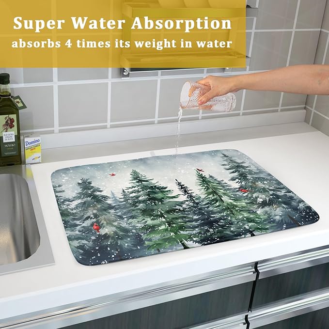Winter Pine Tree Dish Drying Mat - Image 7