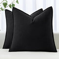 MIULEE Decorative Linen Pillow Covers 18x18 Inch Black ​Boho Farmhouse​ by MIULEE