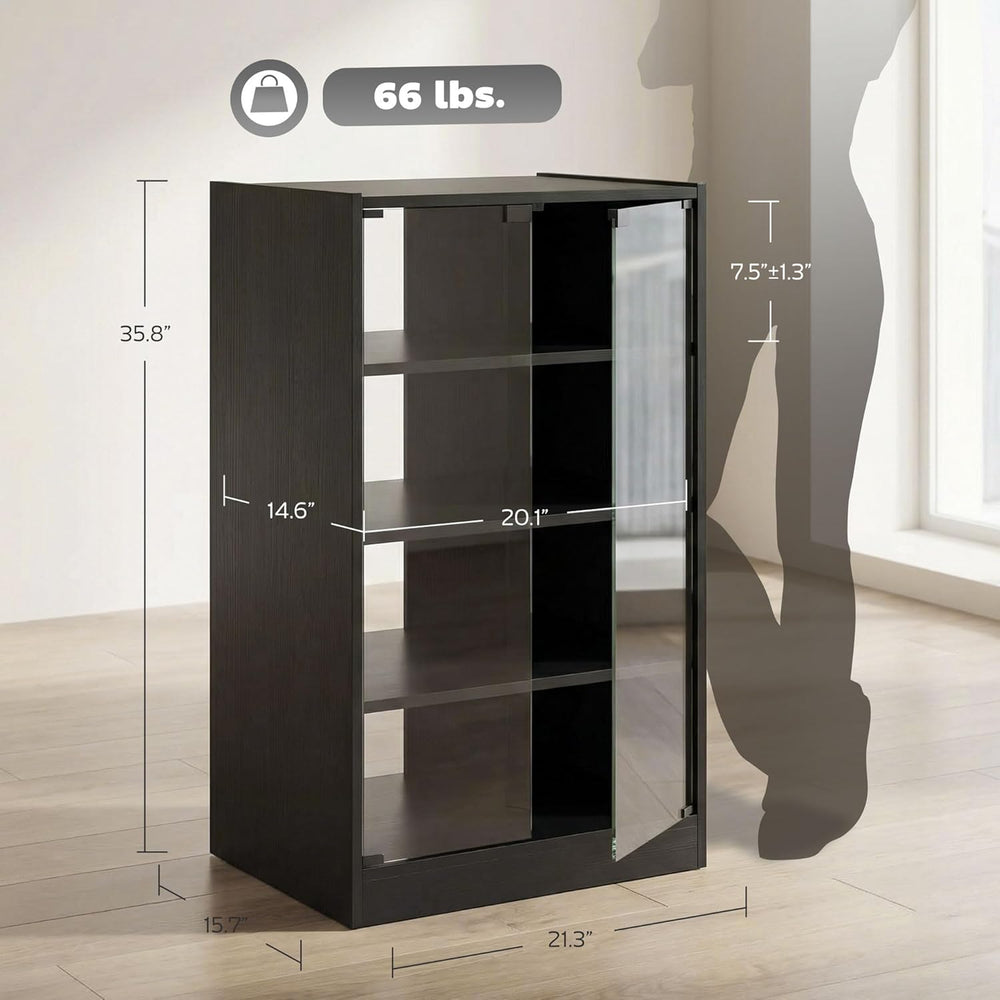 HOMCOM Media Cabinet, 4-Tier Stereo Cabinet for Vinyl Record Player, Gaming C...