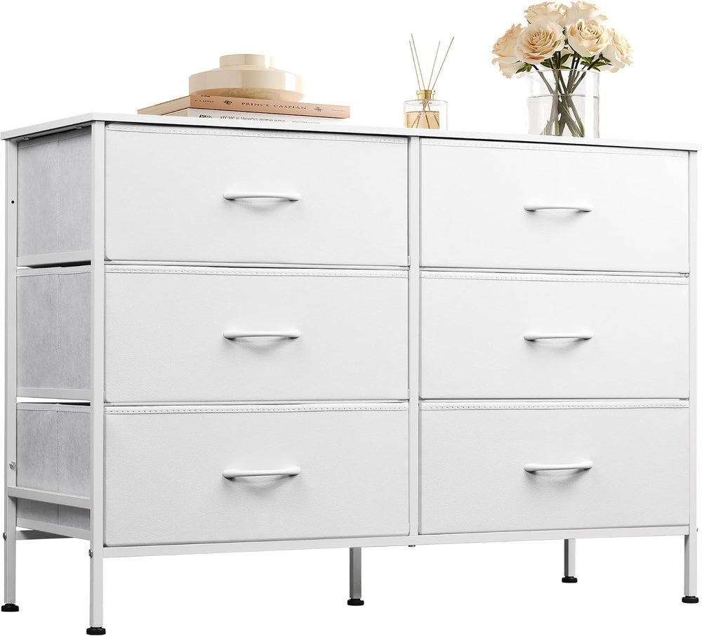 WLIVE Dresser for Bedroom with 6 Fabric Drawers, White