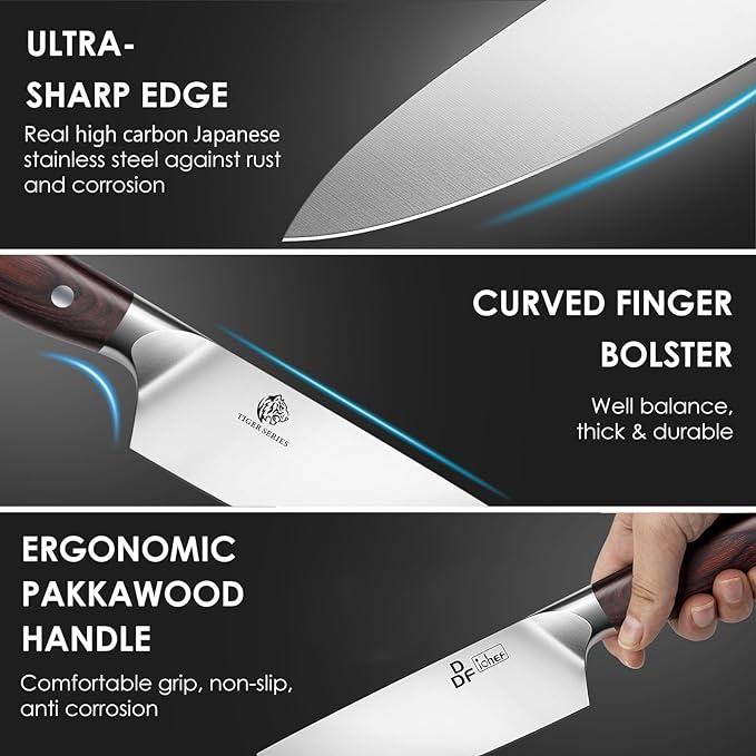 DDF iohEF Knife Set 3 Piece, Sharp Kitchen Knife Set Professional Chef Knife Set - Image 2