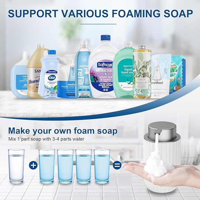 Ceramic Foaming Soap Dispenser, 12 oz Bathroom Foam Hand Soap Dispenser - Image 6