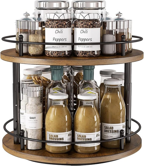 2 Tier Lazy Susan Organizer, 2-Tier Spinning Spice Rack by LIAISIMI