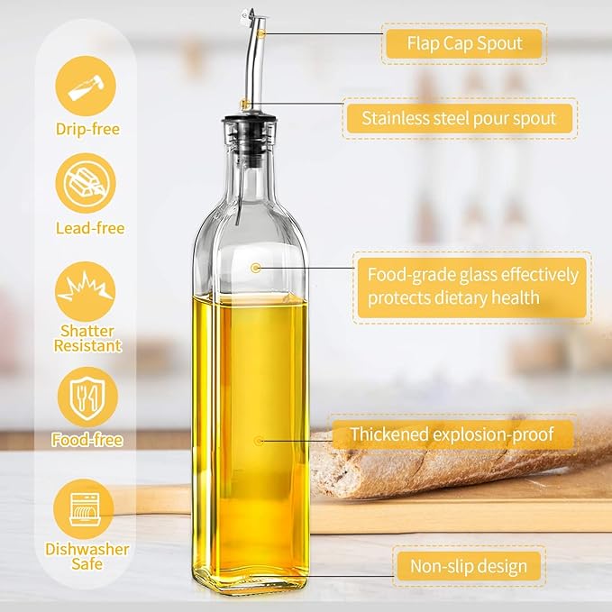 Olive Oil Dispenser Bottle, 2 Labels, 1 Brush and 1 Funnel Oil Bottles - Image 6