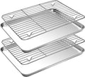 Small Baking Sheet with Cooling Rack Set, CEKEE Stainless Steel Cookie Sheets by CEKEEBakingEasilyHappily