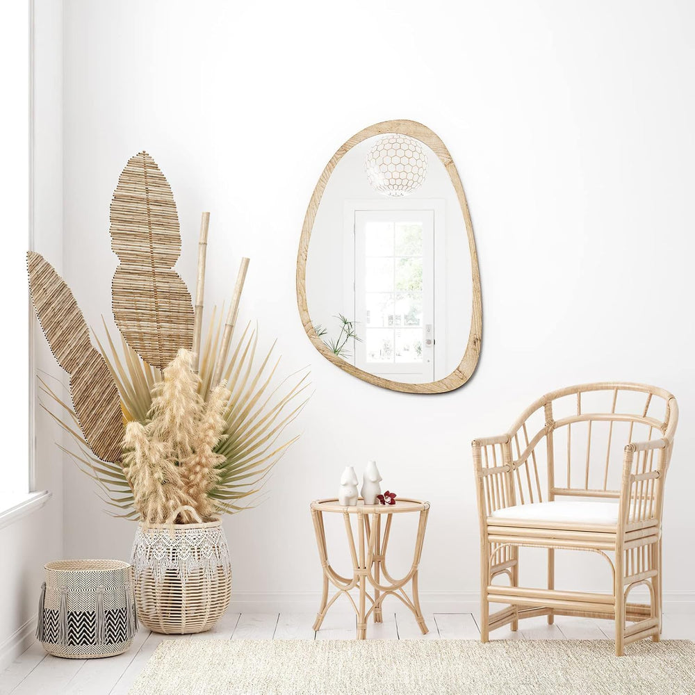 Wood Asymmetrical Mirror for Decor,20X30" Irregular Organic Wall Mirrors