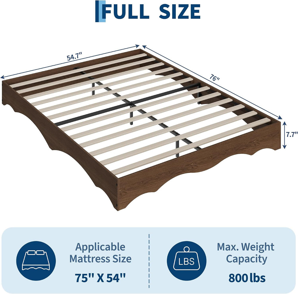 Garvee Full Wood Platform Bed Frame, Wave Edge Bed with Sturdy Slat Support, ...