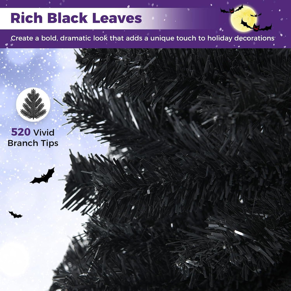 HAPPYGRILL 6 FT Black Pencil Christmas Tree, Artificial Skinny Xmas Halloween...