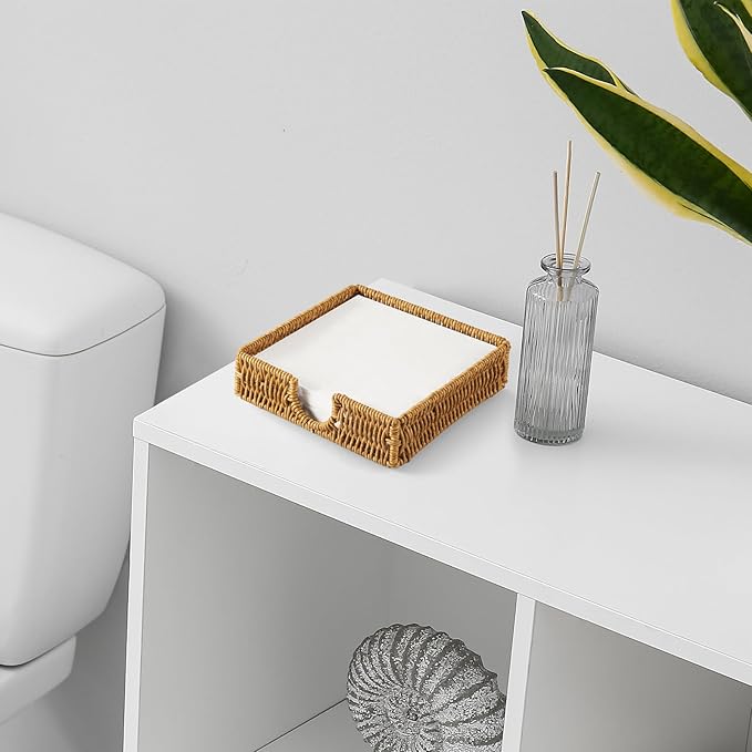Napkin Holder for Table, Woven Wicker Synthetic Rattan Napkin Holders For Paper - Image 6