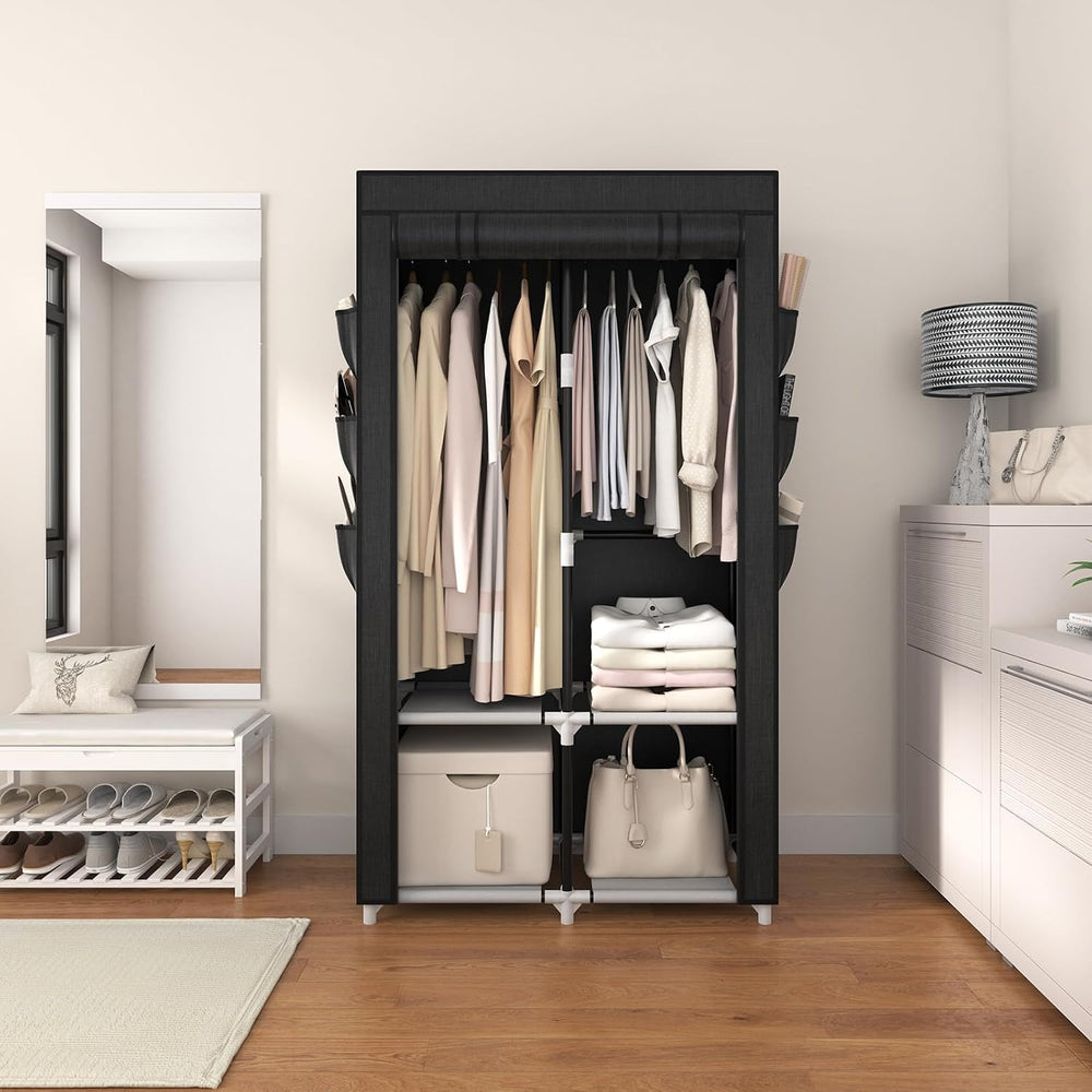 VTRIN Portable Closet Wardrobe Closet for Hanging Clothes with 4 Storage Shel...