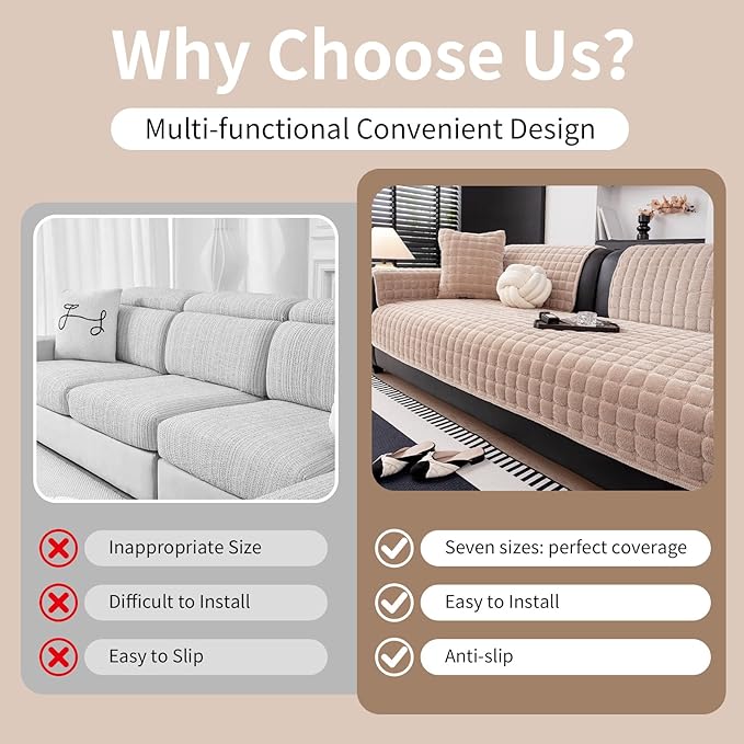 Velvet Couch Cover, Washable Sectional Sofa Cover, Anti Slip Sofa Slipcovers - Image 4