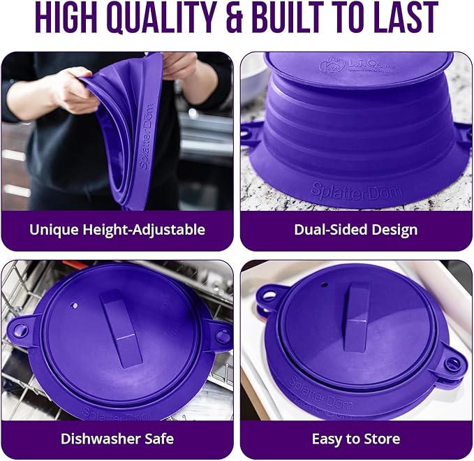 L.I.Q Silicone Splatter Guard – Fits 10 and 12 Inch Pots – Microwave Safe and - Image 4