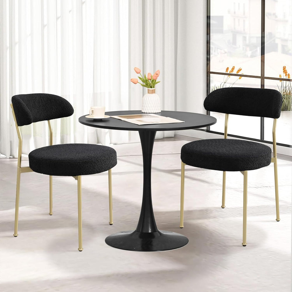 3-Pieces 31.5" Round Dining Table Set for 2, Black Dining Table & Bo...