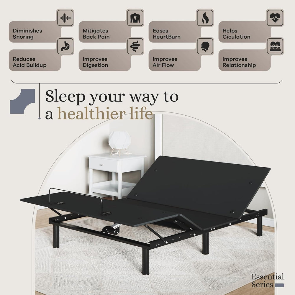 Sven and Son Essential Adjustable Bed Base (Frame Only), Easy Assembly, Head ...